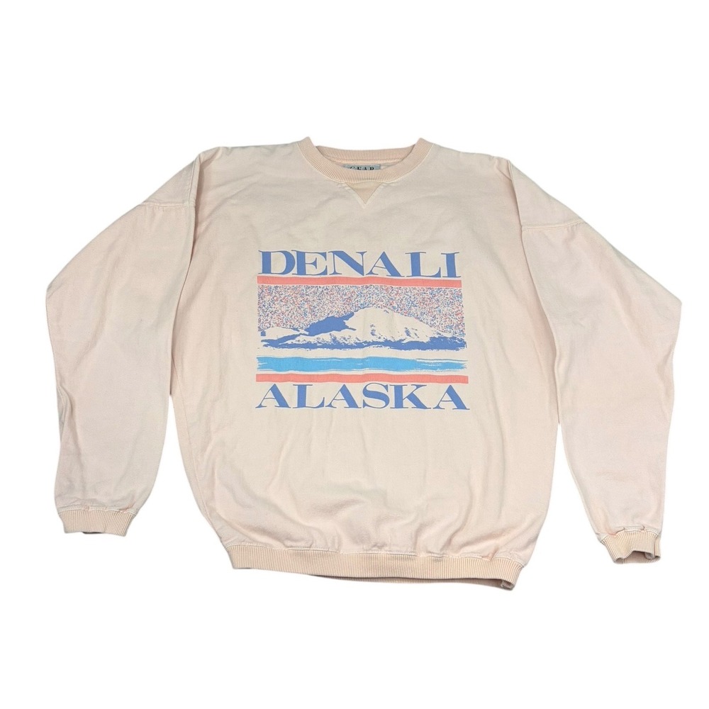 Vtg Gear For Sports Denali Alaska Sweatshirt XL Peach Pink USA Granola Gorpcore